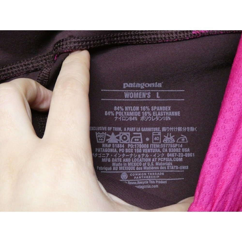 Patagonia Leggings Capri Cropped Leggings Workout Sz L‎ Burgundy Pink Athletic - Picture 3 of 10